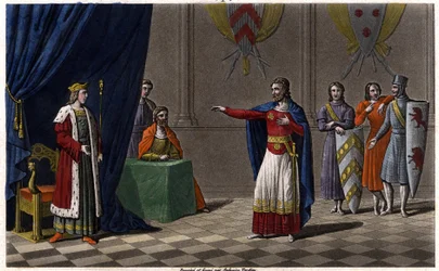Ludwig V. der Faule (ca. 967-987), zum König von Frankreich ausgerufen durch den Schutz von Hugo Capet, dem zukünftigen König von Frankreich, im Jahr 986. Gezeichnet und graviert von Ambroise Tardieu im Jahr 1825.