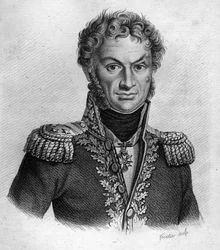 Pierre Cambronne (1770-1842), französischer General - in "Portraits des généraux français qui suite aux victoires et conquêtes des Français". Graviert von Ambroise Tardieu im Jahr 1818. Stella Sammlung.