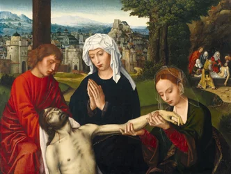 Pieta am Fuß des Kreuzes