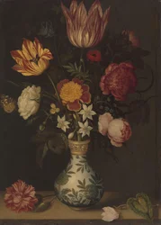 Stillleben mit Blumen in einer Wan-li Vase