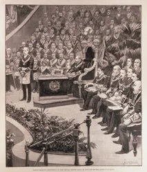 Großes Freimaurertreffen in der Royal Albert Hall zu Ehren des Jubiläums der Königin, aus 