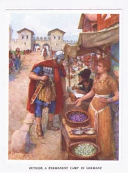 Vor einem ständigen Lager in Deutschland, Illustration aus Der römische Soldat, 1928