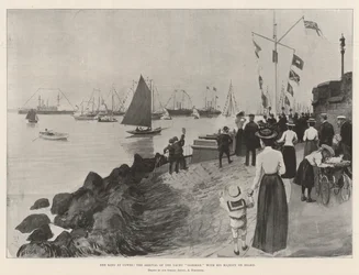 Der König in Cowes, die Ankunft der Yacht Osborne mit Seiner Majestät an Bord