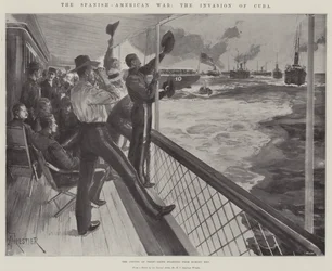 Der Spanisch-Amerikanische Krieg, die Invasion Kubas, der Konvoi von Truppenschiffen startet von Egmont Key