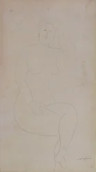 Nacktes stehendes Mädchen (Beine gekreuzt)