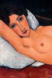 Akt auf einem weißen Kissen liegend, ca. 1917
