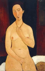 Sitzender Akt mit Halskette, 1917