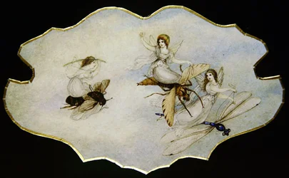 Feen spielen auf Insekten, ca. 1860