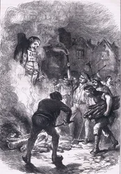 Verbrennung der Jay-Effigie, Illustration aus Cassells Geschichte der Vereinigten Staaten, veröffentlicht von Cassell, Petter & Galpin, ca. 1900