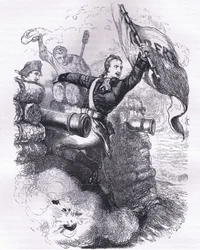 Sergeant Jasper erobert die Flagge zurück, Illustration aus Cassells Geschichte der Vereinigten Staaten, veröffentlicht von Cassell, Petter & Galpin, ca. 1900