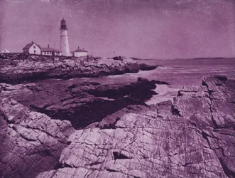 Leuchtturm im Hafen von Portland, Maine (s/w Foto)