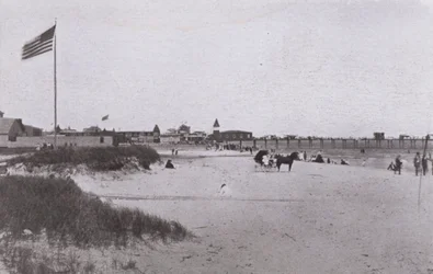 Old Orchard Beach, Maine: Strandszene (s/w Foto)