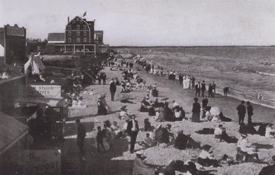 Old Orchard Beach, Maine: Am Strand (s/w Foto)