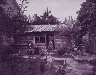 Ältestes Haus in Salt Lake City, Utah (s/w Foto)