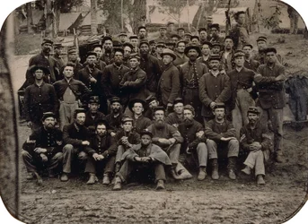 Eine vollständige Kompanie von Blaujacken im Winterquartier, ca. 1861-1865