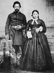 Ein Schwarzer Soldat der Unionsarmee mit seiner Frau, um 1865