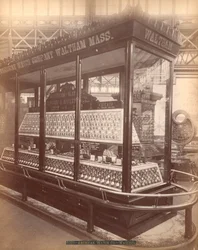 Ausstellung der American Watch Co., Hauptgebäude, Centennial International Exhibition, Philadelphia, 1876