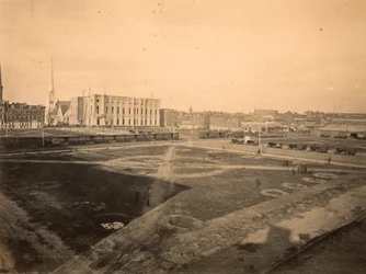 Center Square, Standort des Rathauses, Broad und Market Street, Philadelphia, ca. 1871