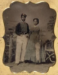 Feuerwehrmann und Braut, ca. 1860