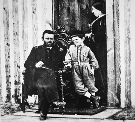 General Grant mit seiner Frau Julia Dent und ihrem Sohn Frederick Dent Grant in City Point