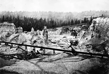 Hydraulischer Bergbau, ca. 1860-80