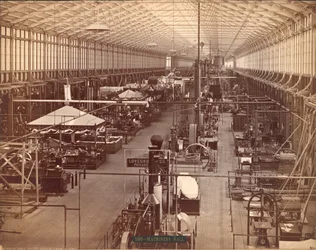 Maschinenhalle, South Avenue, Internationale Jahrhundertausstellung in Philadelphia, 1876