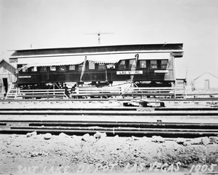 Der Bahnhof, Warteraum und Fahrkartenschalter der Las Vegas Salt Lake Railroad, Nevada