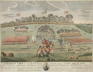 Eine korrekte Ansicht der Schlacht in der Nähe der Stadt New Orleans, veröffentlicht ca. 1815