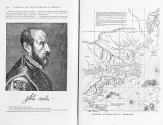 Abraham Ortelius (1527-98) und seine Weltkarte von 1569, Illustration aus 