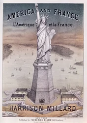 Amerika und Frankreich, Notenblatt für ein Lied über die Freiheitsstatue von Harrison Millard (1830-95)