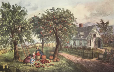 Amerikanische Heimstätte - Herbst, veröffentlicht 1869, Currier & Ives