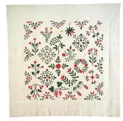 Applikation und bestickter Garten-Botanikalbum-Quilt