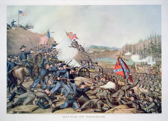 Schlacht von Franklin, 30. November 1864, graviert von Kurz & Allison