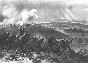 Schlacht von Gettysburg - Letzter Angriff der Unionskräfte am Cemetery Hill, 1863 veröffentlicht 1865