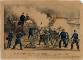 Bombardierung und Eroberung von Fredericksburg, Va. 11. Dezember 1862, veröffentlicht von Currier & Ives, ca. 1862