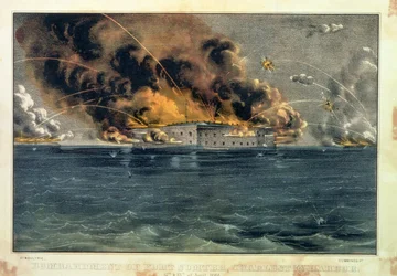 Beschuss von Fort Sumter, Charleston Harbour, 12. und 13. April 1861, veröffentlicht von Currier und Ives