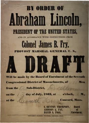 Auf Befehl von Abraham Lincoln... Ein Entwurf (Entwurf für 110 Männer, Dedham, Mass.), 13. Juli 1863