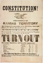 Verfassung! Die Menschen des Kansas-Territoriums werden gebeten, sich zu versammeln..., gedruckt von E. C. K. Garvey & Co., ca. 23. Oktober 1855