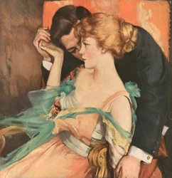 Eleganter junger Mann umarmt seine Geliebte