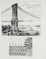 Aufriss eines Turms der Brooklyn Bridge, New York