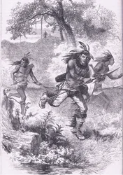 Flucht der Indianer nach dem Massaker, Illustration aus Cassell
