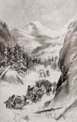 Fremont in den Rocky Mountains, Nordamerika während seiner vierten Expedition von 1848, aus 