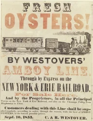Frische Austern! Durch Westovers Amboy Line, Express auf der New York & Erie Railroad, 10. September 1853