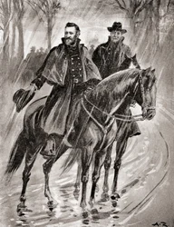 General Grant bei der Erkundung im Regen in Belmont, Missouri, vor der Schlacht 1861, aus 