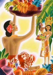 Hawaiianische Frauen bei der Obsternte