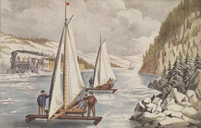 Eisbootrennen auf dem Hudson, veröffentlicht ca. 1855, Currier & Ives