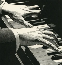 Illustration von Händen, die Klavier spielen