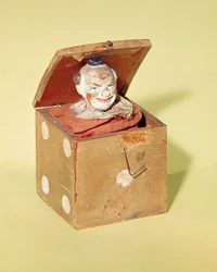 Schachtelteufel mit Clownsgesicht, 1870-1900