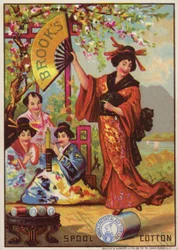 Japanische Dame tanzt auf Baumwollspule