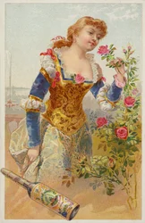 Dame riecht an Rosen